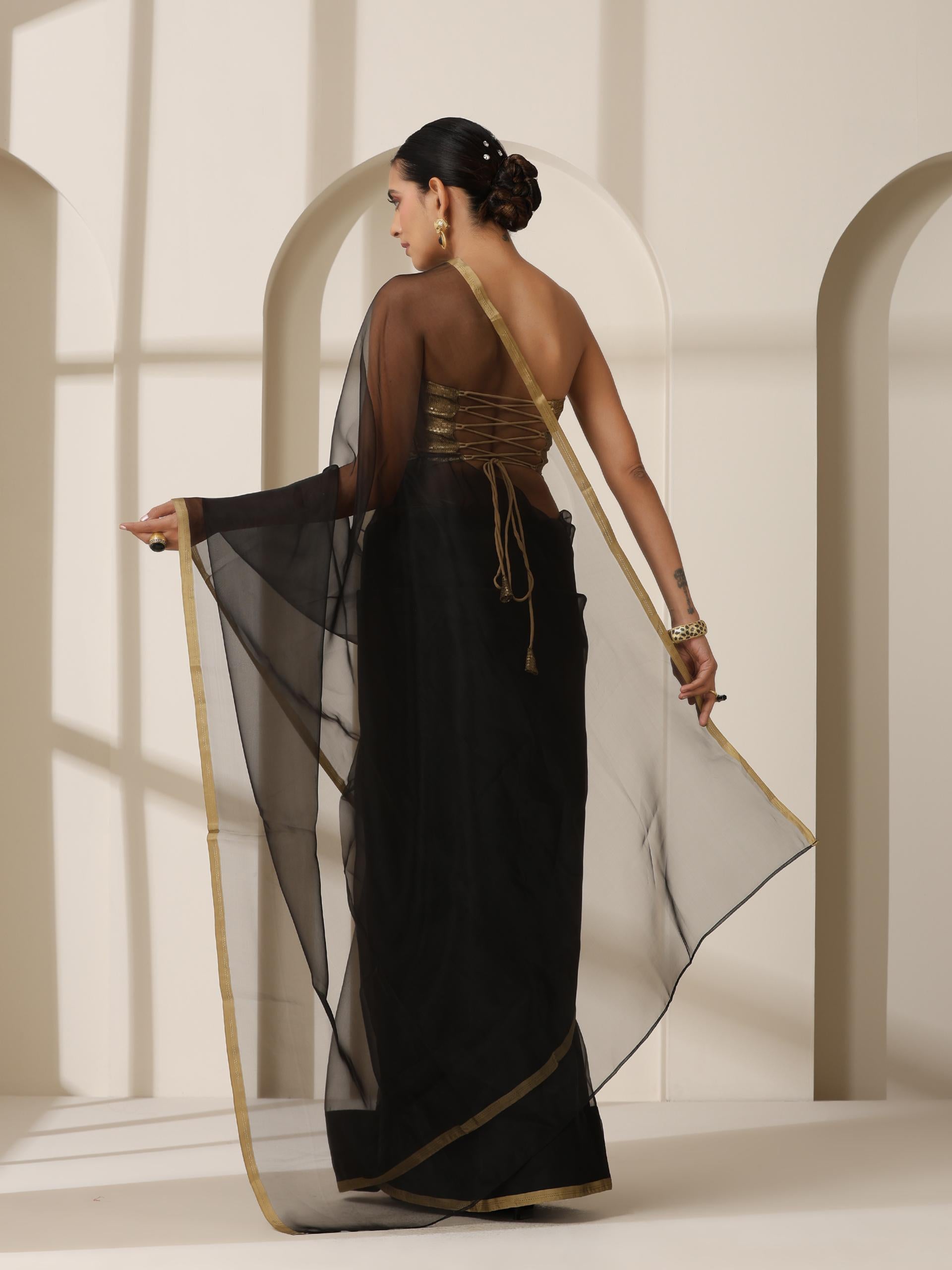 Black Cloud Organza Saree