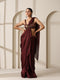 Chocolate Chiffon Saree with Gold Chocolate Blouse Fabric