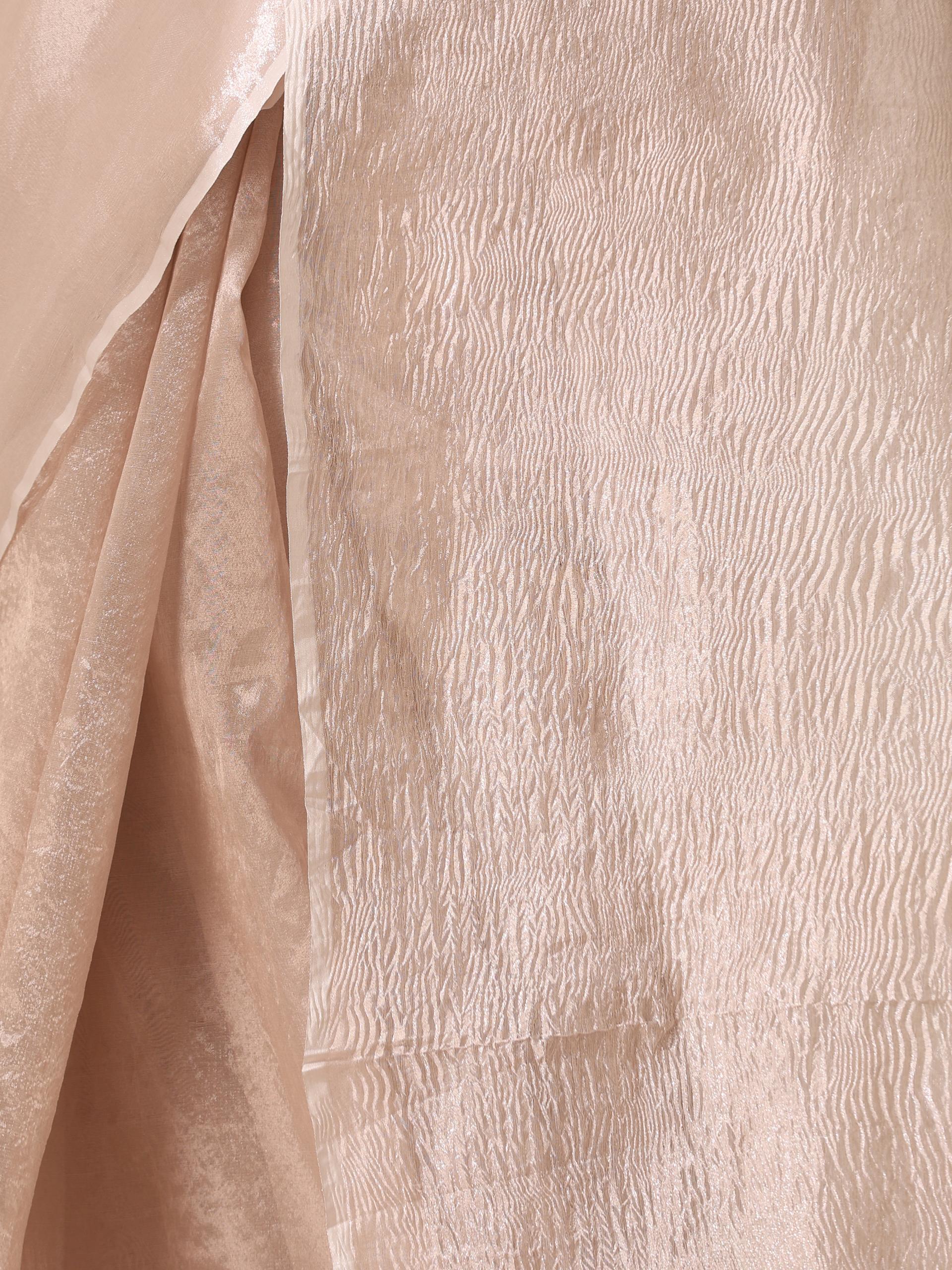 Rose Pearl Banarasi Tissue Saree with Blouse Fabric
