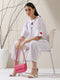 Women's White Cotton Kurta with Red Heart & Pants | 2 Pc Set, Easy Fit, Playful Everyday Ethnic Co-ord