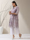 Women's Lilac Lux Beetal Schiffli Kurta with Pants | 2 Pc Set, All-Over Embroidery, Collar Panel, Soft Cotton Ethnic Co-ord