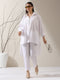 2-Piece White AirSkin Long Shirt Set for Women – Zip-Front Design with Adjustable Sleeves & Matching Pants