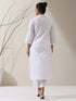 Women's White Cotton Kurta with Dotted Collar & Pants | 2 Pc Set, Minimal Elegance, Comfortable Ethnic Co-ord