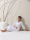 2-Piece White Cotton Bib Kurta Set for Women – Pearl Embellished Detailing with Matching Pants | Elegant Ethnic Co-ord