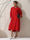 Women's Red AirSkin Oversized Dress Shirt with Adjustable Sleeves | 1 Pc, Breezy & Bold, Relaxed Contemporary Wear