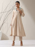 Fawn AirSkin™ Kurta Set – 2 Pc with Geometric Satin Collar & Pants
