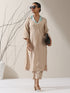 Fawn AirSkin™ Kurta Set – 2 Pc with Geometric Satin Collar & Pants