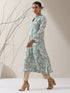 Geometric Print Satin Kurta Set – 2 Pc with Collar & AirSkin™ Pants