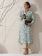 Geometric Print Satin Kurta Set – 2 Pc with Collar & AirSkin™ Pants