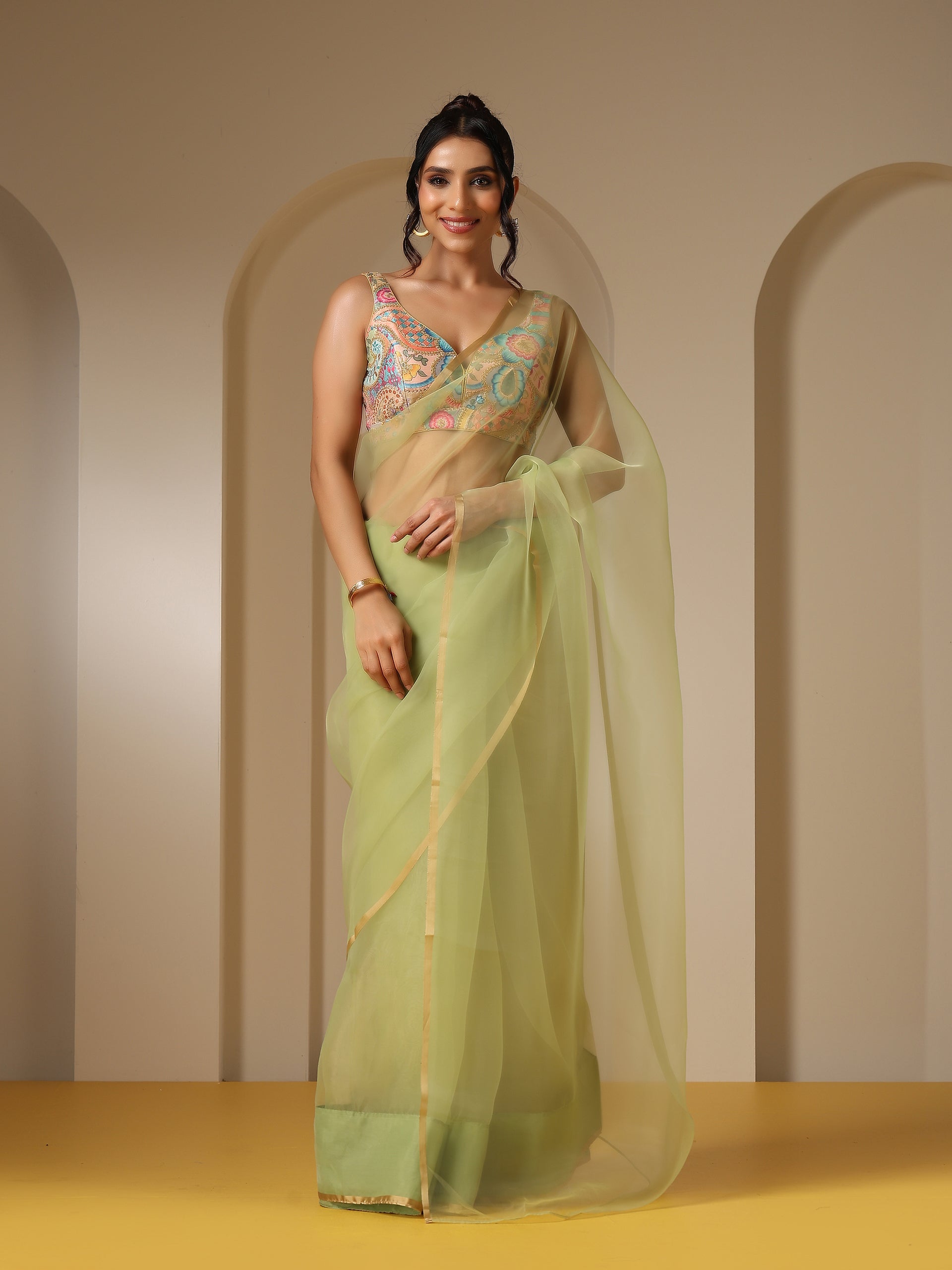 Sage Spirit Organza Cloud Saree