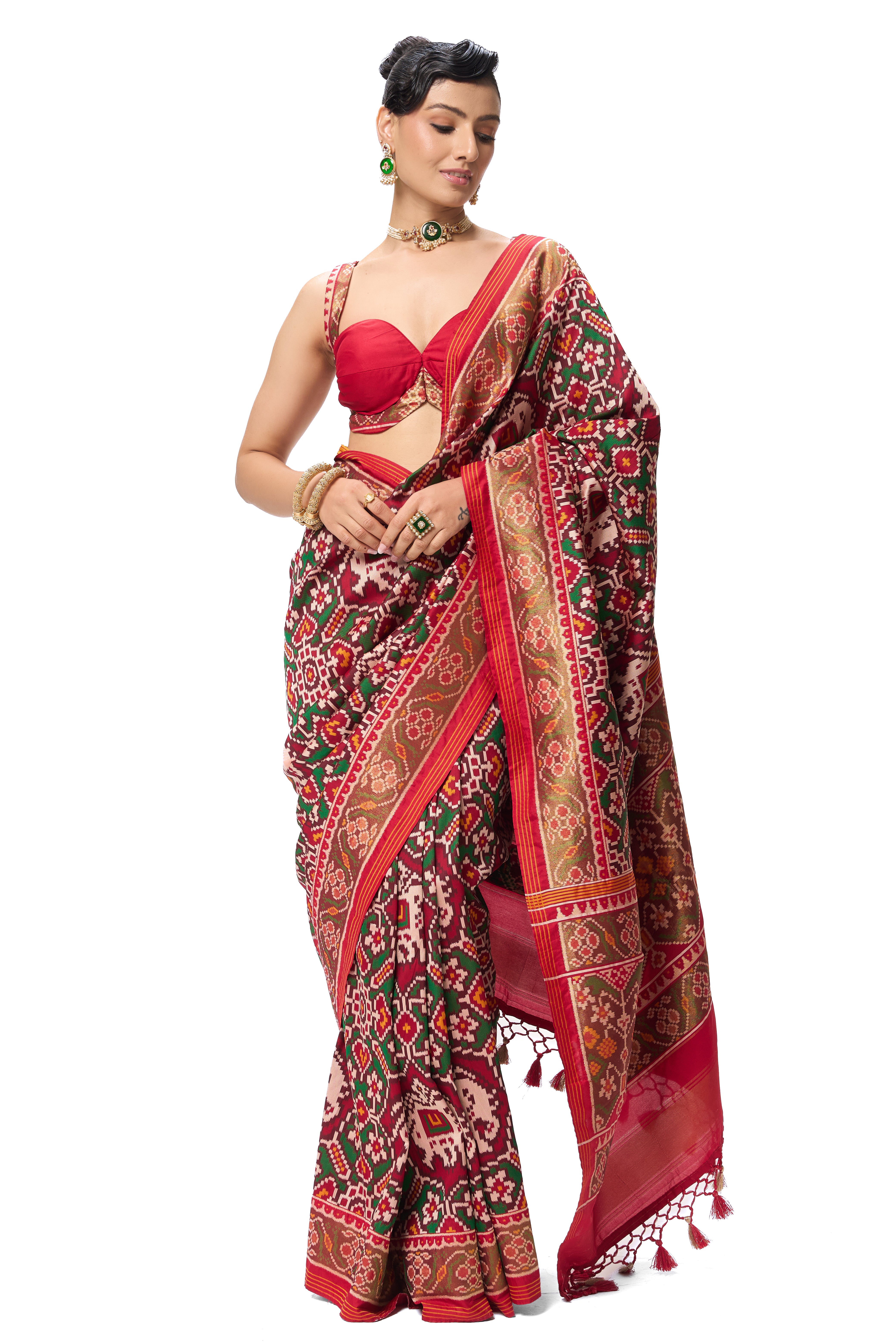 Patola Silk Woven Saree with Blouse Fabric