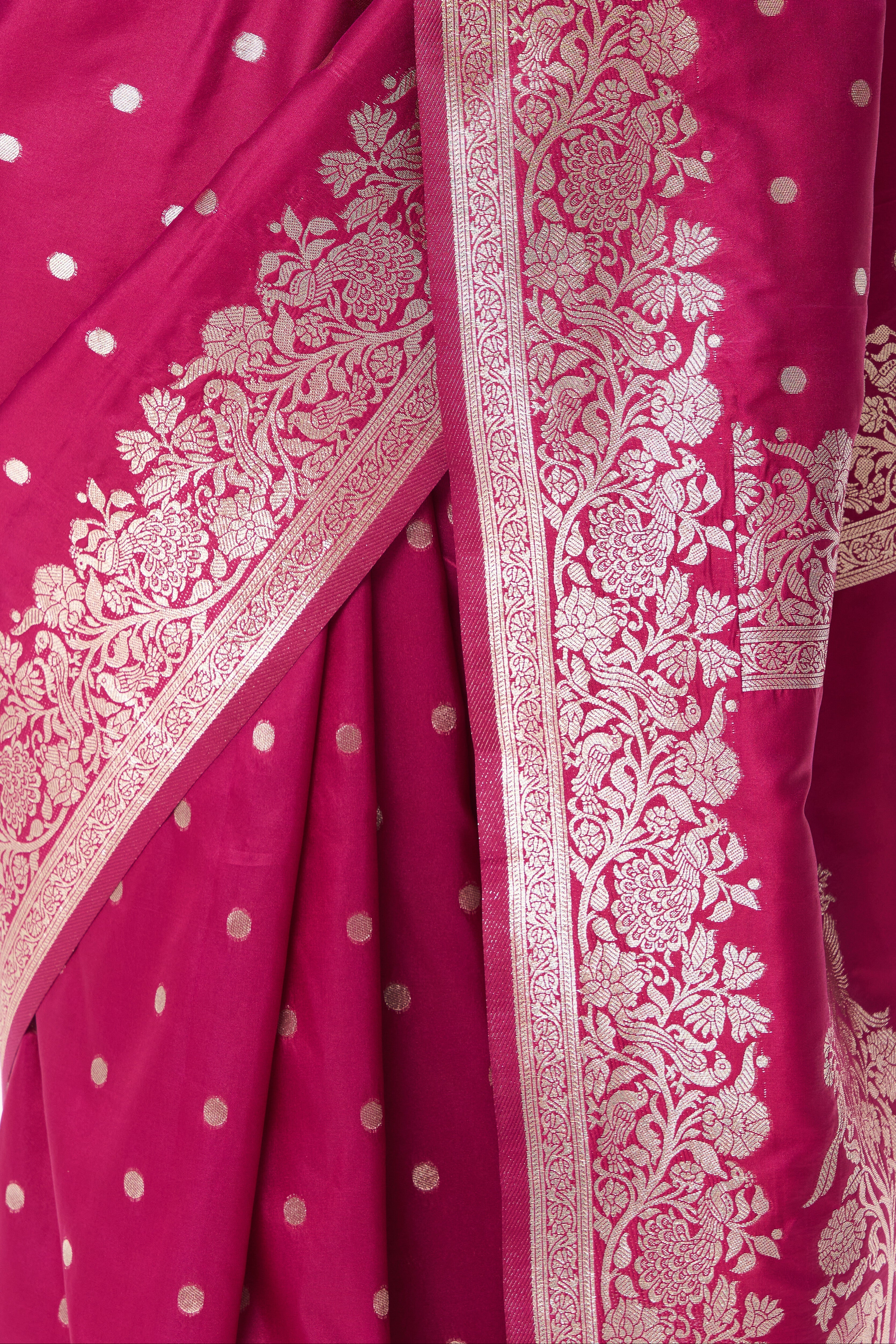 Wine Soft Silk  Banarasi Saree with Blouse Fabric