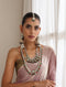 Maroon & Green Color Long Kundan Necklace, Earring and Maang Teeka Set