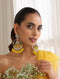 Yellow Color Round Kundan Jhumka Earrings