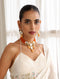 Orange Color Kundan Meena Necklace & Earring Set