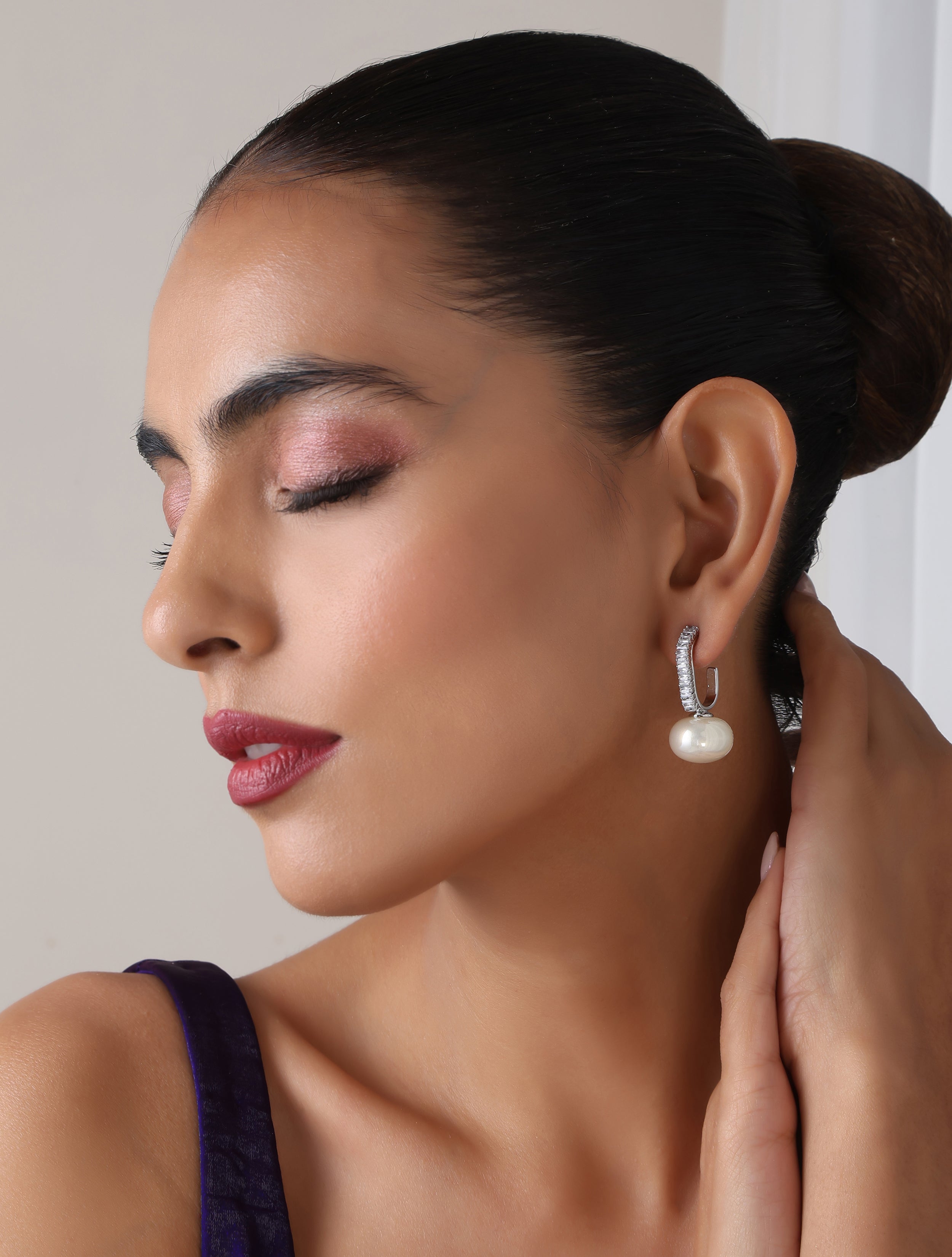 Pearl Diamond Drop Earring