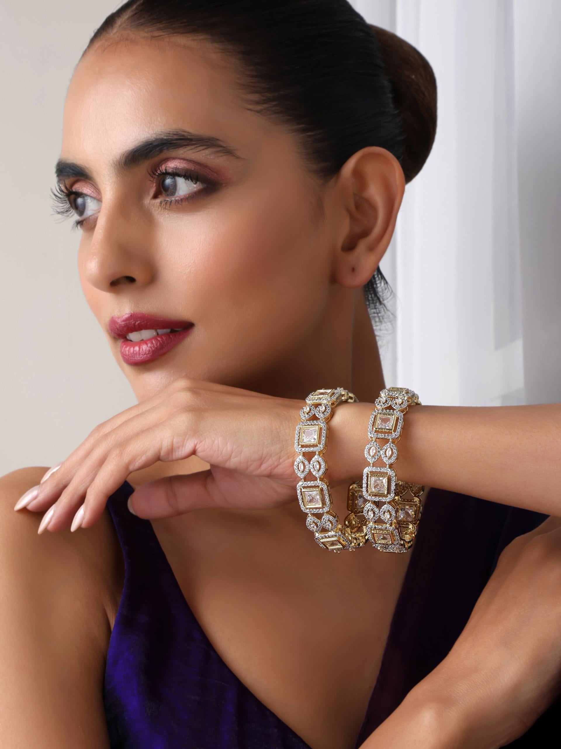 Yellow White Broad Bangles