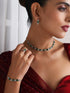 SET - Green Diamond Necklace, Earring, Ring, Bracelet