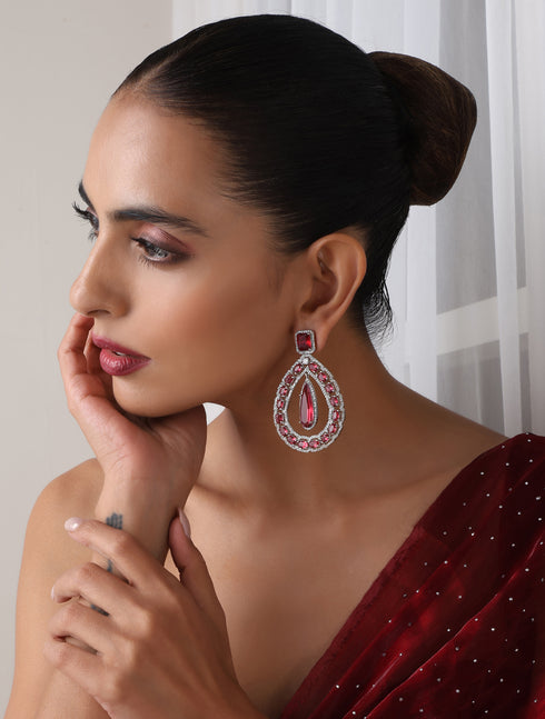 Pink Loops American Diamond Earrings