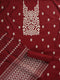 3 pc Unstitched Suit SET - Maroon Cotton Silk Jacquard Kurta with Heavy Dupatta and Pyjama