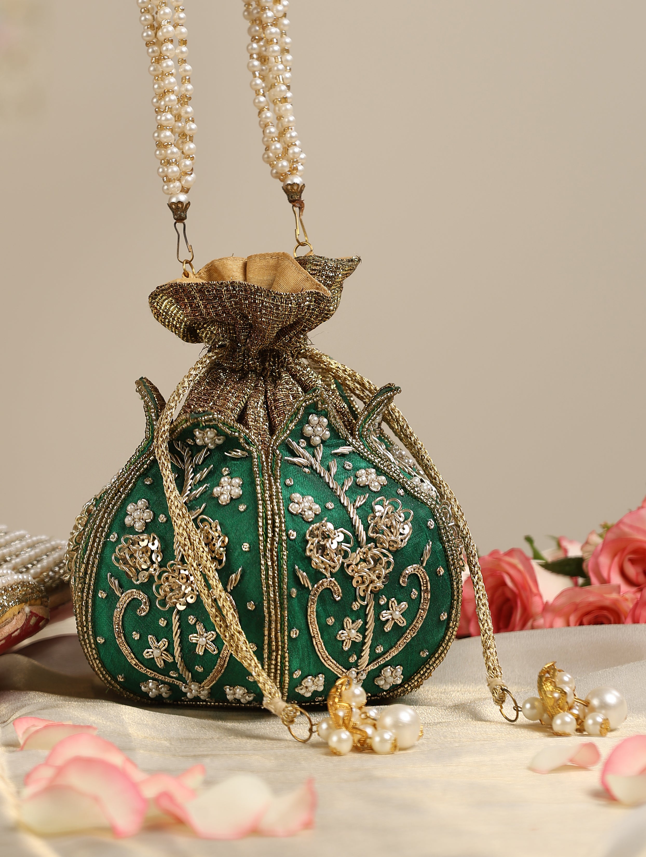 Green and Gold Potli Bag