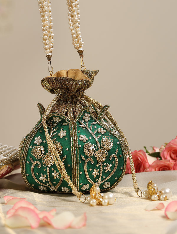 Green and Gold Potli Bag