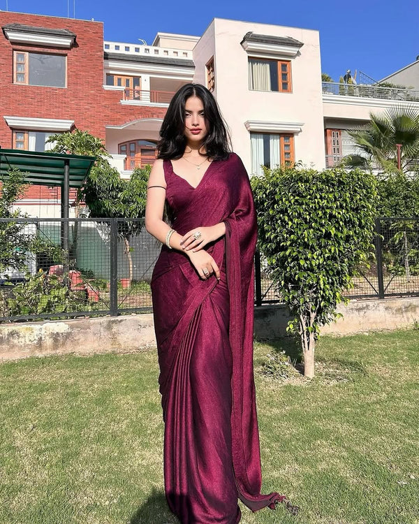 Noel Dual Shade Butter Chiffon Saree with Self Blouse Fabric