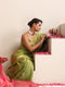 Mehndi Muse Saree – Metallic Satin Drape with Pendant Tassels & Self Blouse Fabric