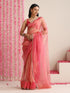 Pink Magic Saree – Metallic Chiffon Drape with Lace Border & Blouse Fabric