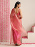 Pink Magic Saree – Metallic Chiffon Drape with Lace Border & Blouse Fabric