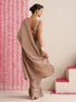 Mocha Crepe Saree with Bronze Coin Detailing