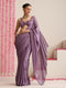 Lilac Crepe Saree with Lace Drops