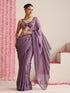 Lilac Crepe Saree with Lace Drops