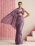 Lilac Crepe Saree with Lace Drops