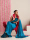 Topaz Blue Dual Shade Metallic Satin Saree with Tassels & Matching Blouse Fabric