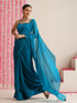 Topaz Blue Dual Shade Metallic Satin Saree with Tassels & Matching Blouse Fabric