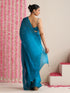 Topaz Blue Dual Shade Metallic Satin Saree with Tassels & Matching Blouse Fabric
