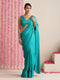Jade Solid Satin Saree with Glamorous Lace and Blouse Fabric