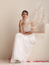 ✨🤍 White Georgette Saree with Gold Print and Blouse Fabric