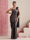 Blue Gold Chiffon Saree with Blouse Fabric