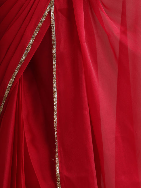 Rouge Allure Chiffon Saree with Lace Edge
