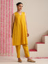 Yellow Cotton Slub Sleeveless Kurta Set for Women | 2 Pc Co-ord with Hand Embroidery