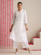 White Cotton Slub Kurta Set for Women | 2 Pc Co-ord with V-Neck & Flared Hem