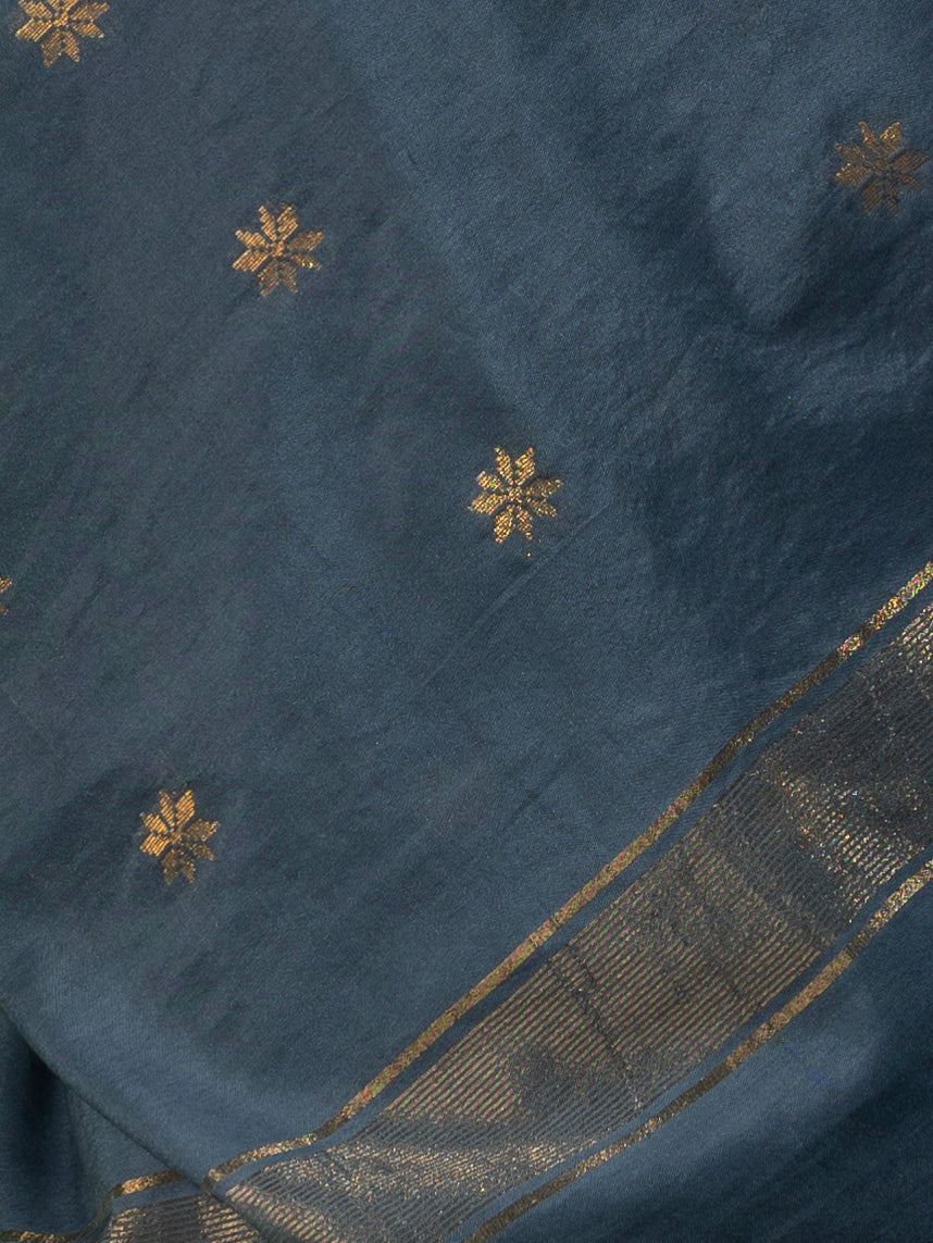 Tanvi Grey Soft Silk Blend Bhagalpur Saree with Blouse Fabric