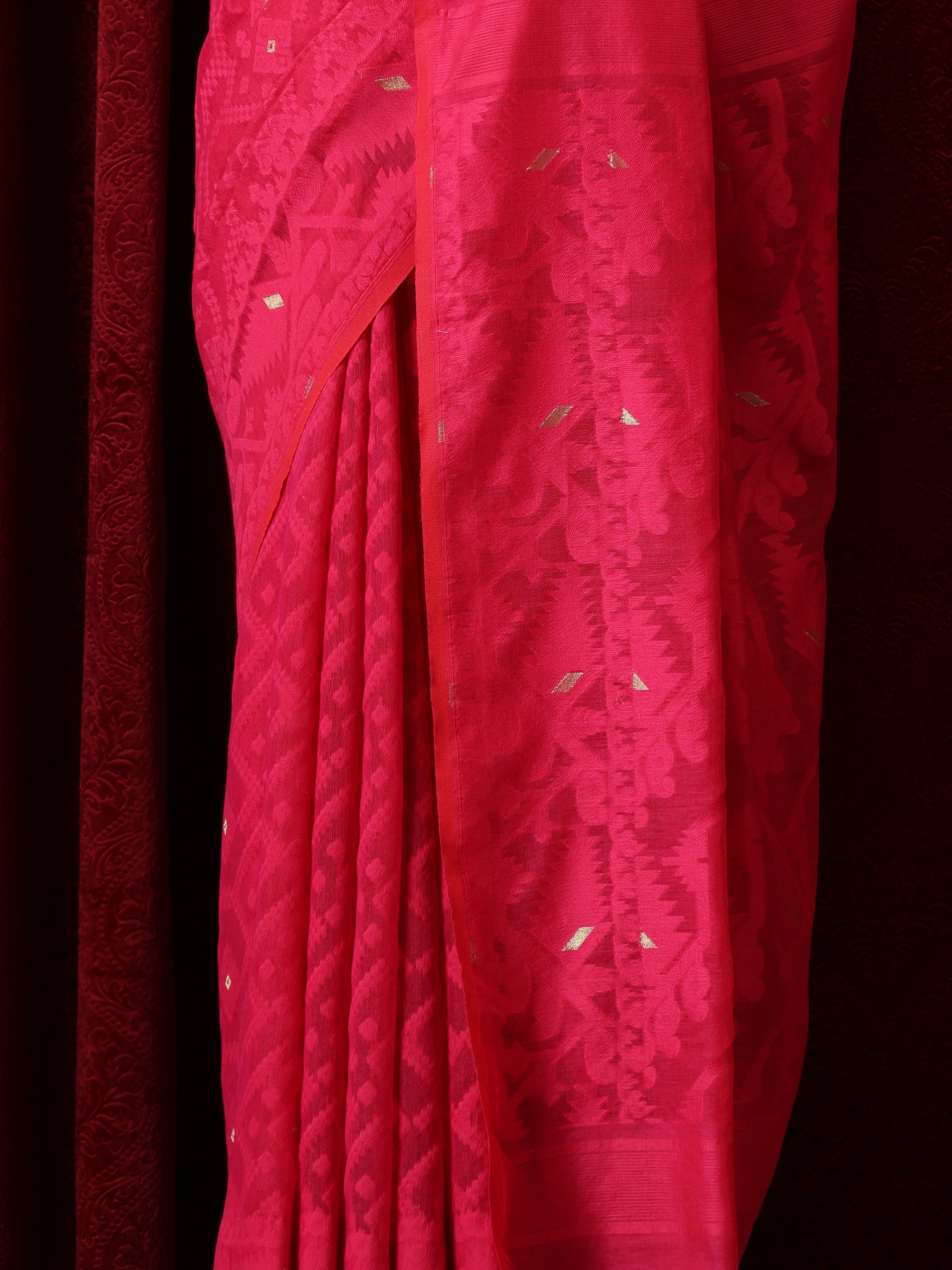 Rosemati Red Jamdani Cotton Saree