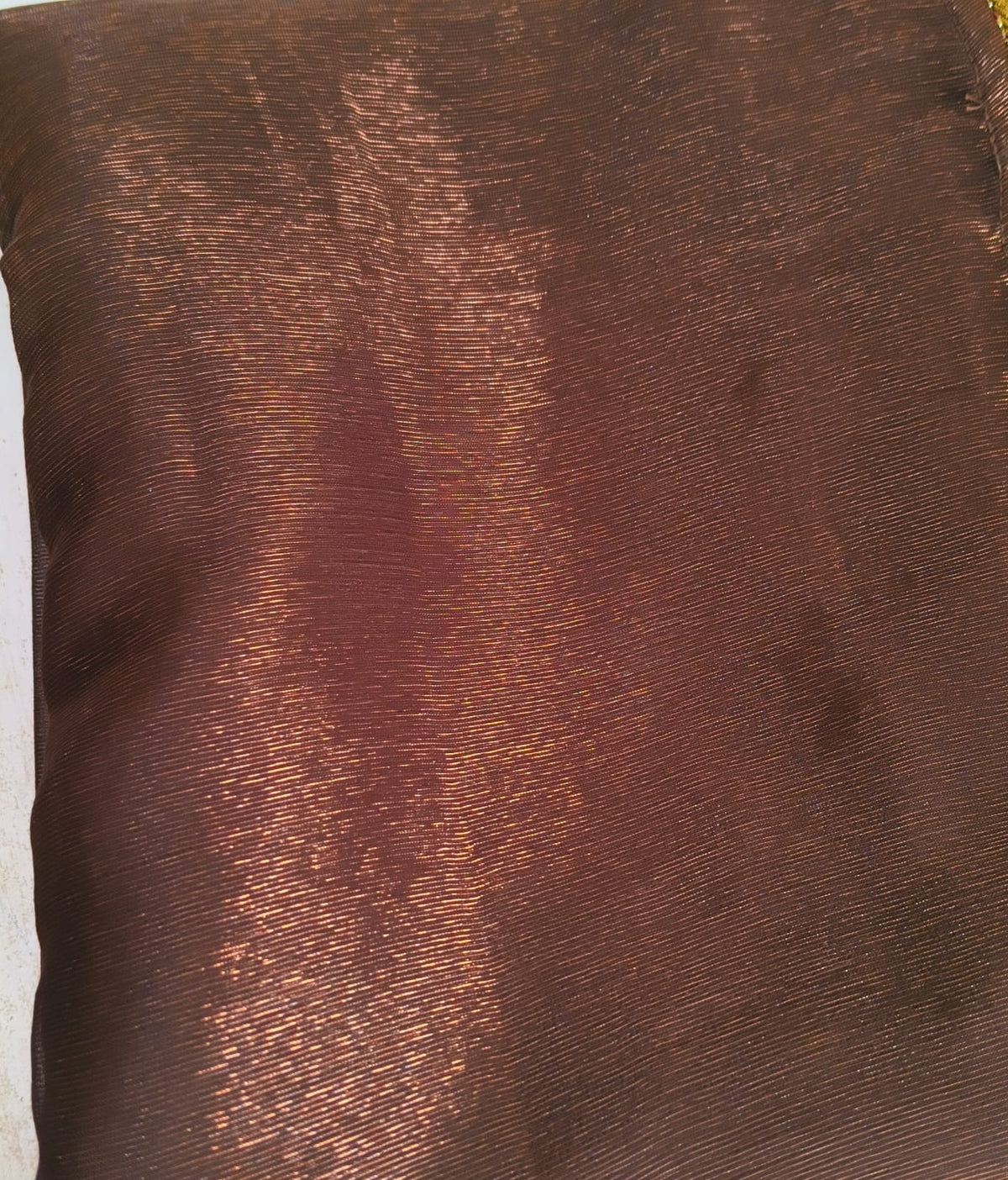 Chocolate Shimmer Chiffon Coin Drop Saree with Blouse Fabric