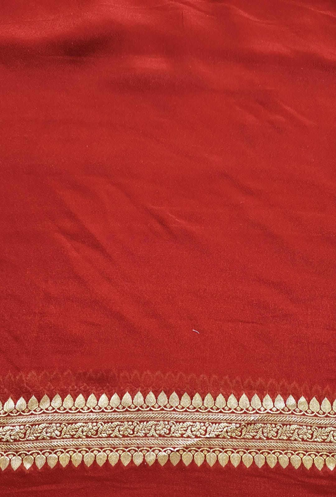 Maroon Khaddi Georgette with Green Pink Orange Design and Blouse Fabric