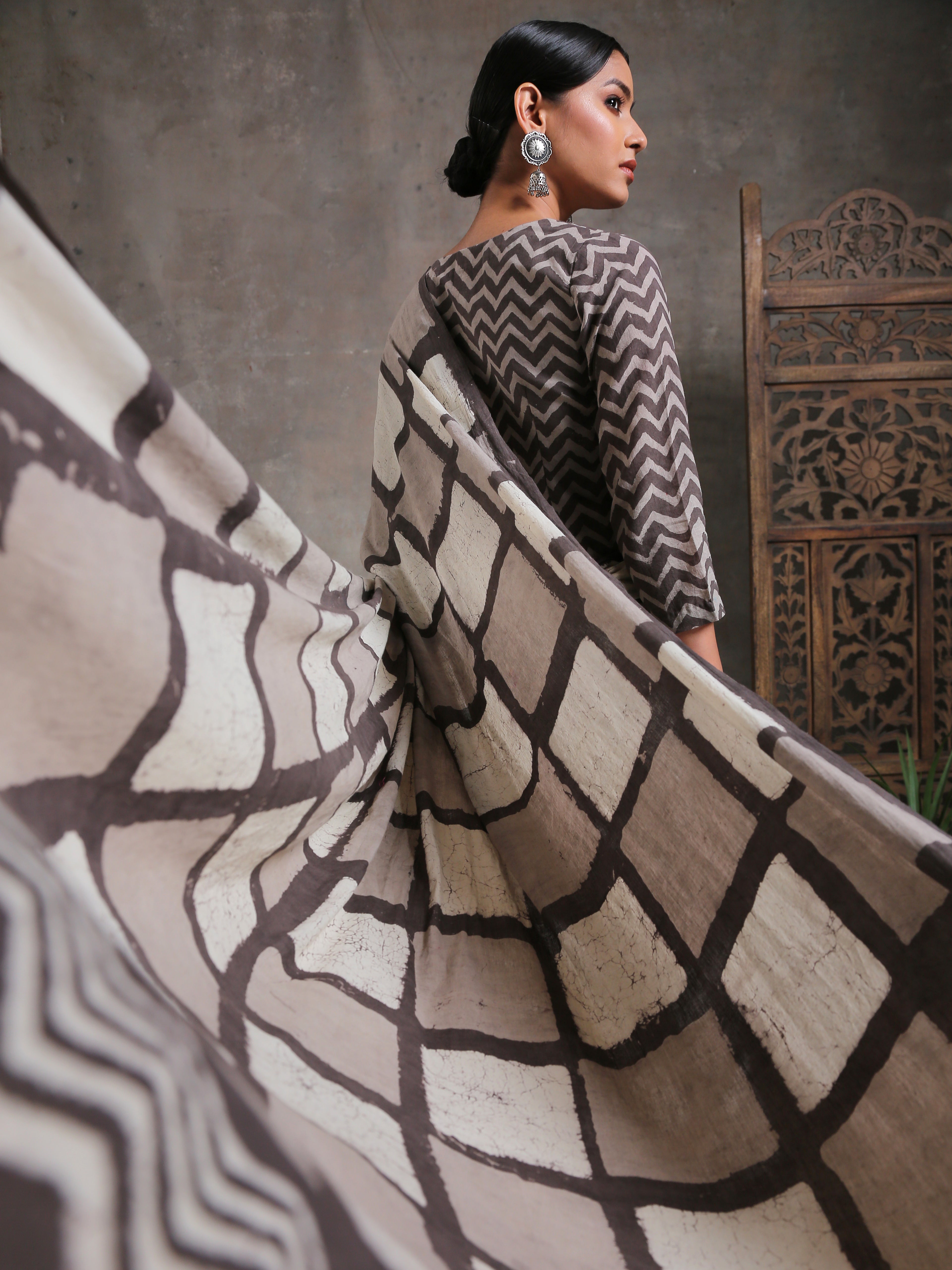 Sandcastle Box Hand Block Cotton Saree