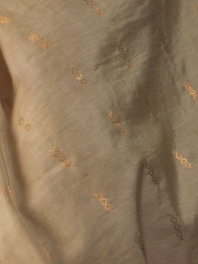 Aruna Cream and Red Soft Silk Blend Bhagalpur Saree with Blouse Fabric