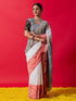 White Ghoomar Ganga Yamuna Cotton Saree with Blouse Fabric